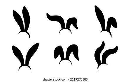 Collection of rabbit ears. Easter silhouette.