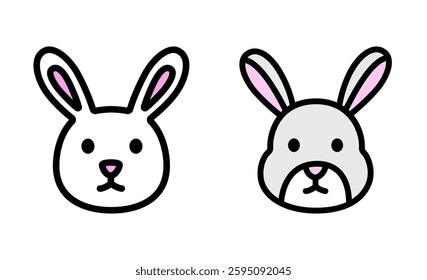 Collection of rabbit head vector illustration isolated on white background. Perfect for Easter decorations and greeting cards.
