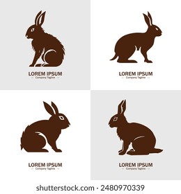 Collection of Rabbit icons. Logo of hare. Bunny pet simple icon. Rabbit vector symbols.Set of hare