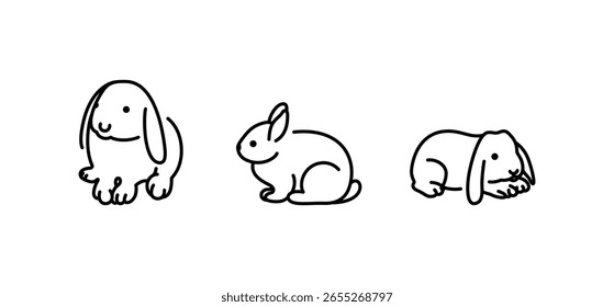 colección del concepto de icono de línea de conejo. Divertida ilustración lineal de Vector de conejo, símbolo, signo sobre fondo blanco.