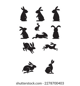 Collection of rabbits, bunnies illustrations.