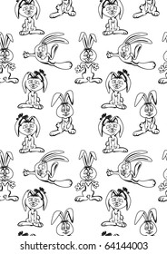 Collection of rabbits with different facial expressions. Background. Can be repainted in any color.