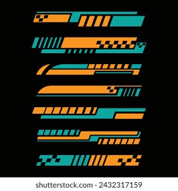 Colección de pegatinas de envoltura de coche a rayas de geometría de carreras