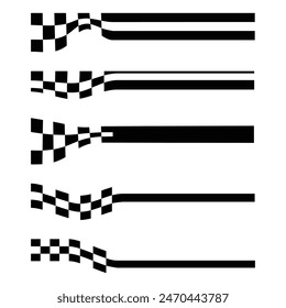 Collection of racing style checkered flag car wrap stickers various shapes