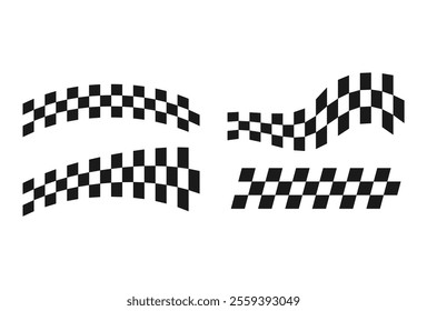 Collection of racing style checkered flags various shapes. vector template