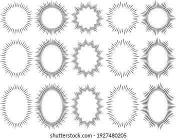 A collection of radial thin line speech balloon designs (circles and vertical ovals)