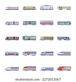 Colección de vectores planos de vehículos ferroviarios 

