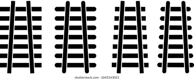 Collection of Railway Track Icons. Vector illustration of curved railroad isolated on a white background. set of railway track vector. collection