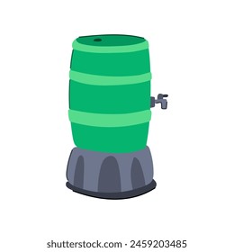 Kollektion speichern Rain Barrel Cartoon. Aufbewahrung, Tap Conservation, Sammelsystem Kollektion Rain Barrel Sign. Isolated Symbol Vektorillustration