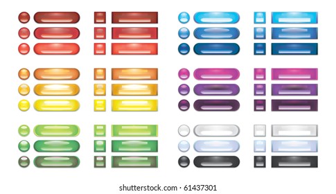 A collection of rainbow blank web buttons