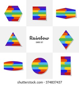 Collection Rainbow cards, notes, stickers, labels, tags. Template for scrapbooking, wrapping, notebooks