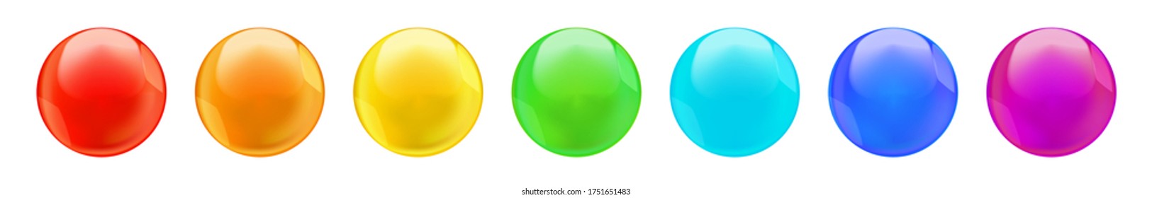 Collection of rainbow colored round bubbles isolated on white