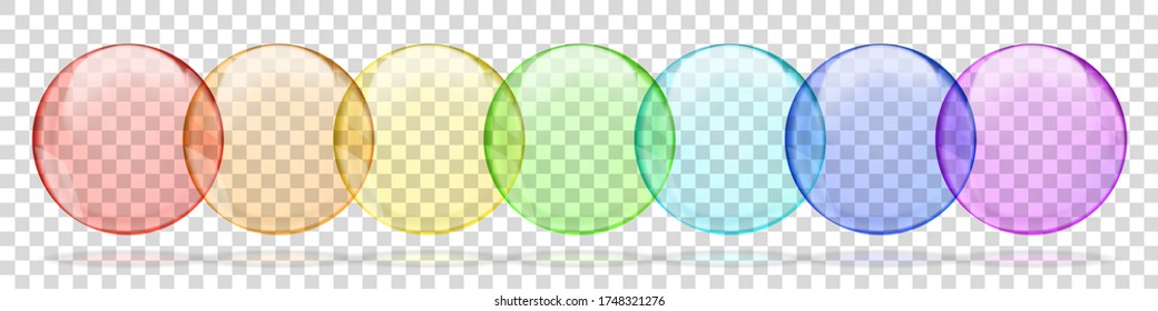 Collection of rainbow colored transparent round bubbles