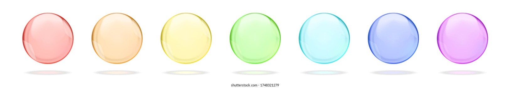 Collection of rainbow colored transparent round bubbles