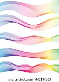 Collection of rainbow wave Abstract ribbon background vector.