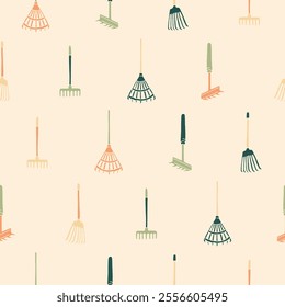 Collection of Rake Vector Seamless Pattern illustration Design