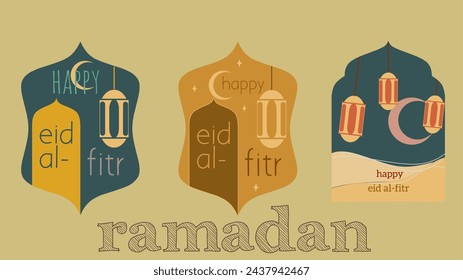 Collection of Ramadan cards for Eid al-Fitr, simple modern designs