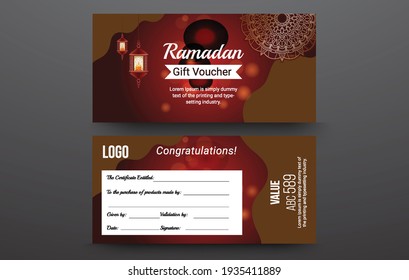 Collection of Ramadan Gift Coupon with different discount offer, Gift Voucher Template Promotion Sale discount, Gift Voucher template perfect for prints, flyers, banners, promotion,special offer