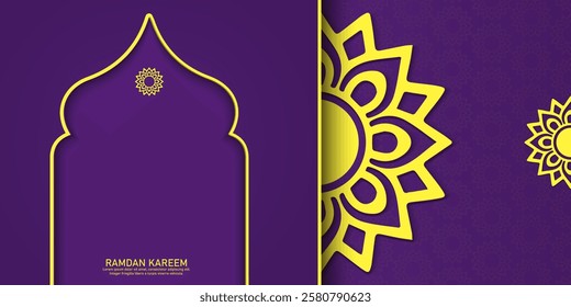 Collection of Ramadan Kareem or Eid mubarak posters,Ramadan greeting cards, holiday covers.Modern beautiful design in pastel colors with mosque, moon crescent, stars in the sky and copy space for text