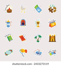 Collection of Ramadan Kareem Flat Stickers 

