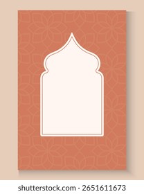 Collection of Ramadan Kareem window and lantern backgrounds. Modern Islamic greeting card template and cover design. islamic  Poster and social media banner  in flat pastel colours with blank space