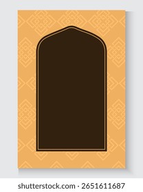Collection of Ramadan Kareem window and lantern backgrounds. Modern Islamic greeting card template and cover design. islamic  Poster and social media banner  in flat pastel colours with blank space