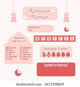 collection of Ramadan planner vector illustrations