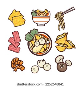 collection of ramen noodles. Vector illustration.