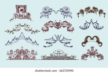 Collection of random styles of ornamental elements 