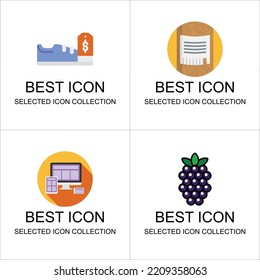 a collection of random theme flat illustration icons, can be used for printing and stickers