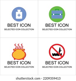 a collection of random theme flat illustration icons, can be used for printing and stickers