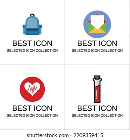 se puede utilizar una colección de iconos de ilustración plana de tema aleatorio para imprimir y emoticones