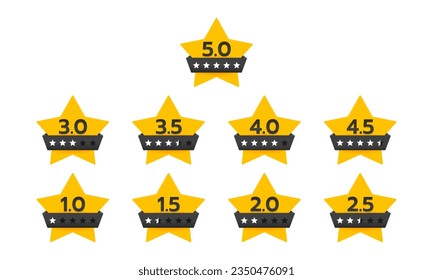 Collection of rating star icons. Review, Website, Application, and Service. Vector illustration.