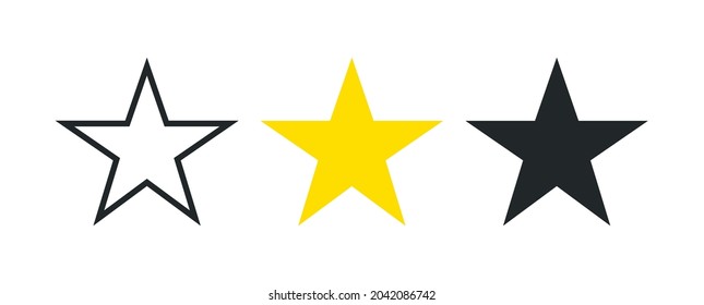 Collection of rating stars icon shapes for review product. Vector illustration sign for quality success design on white background. Star symbols logo set for mobile application and best award badge 