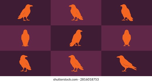 Collection of raven bird silhouettes in grid frame freepik with silhouette