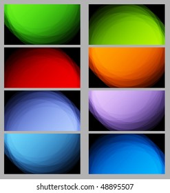 Collection of ray business cards with light. Vector EPS 10