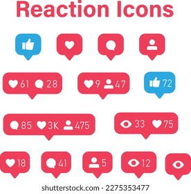 Collection of reaction icons, Follow us icons, buttons follow me. Eps 10