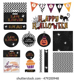 Collection of Ready-to-Print Halloween Party Decor and Favor Design Template
