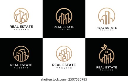 Collection of real estate building logo design templates.	