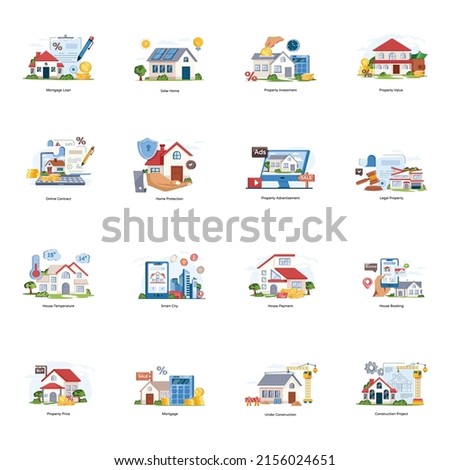 Collection of Real Estate Flat Illustrations 

