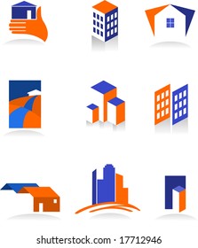 Collection of real estate icons and logos