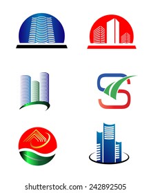 Collection of real estate logo icons building 