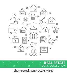 Collection of real estate thin line icons. Vector eps8