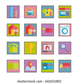 Collection of real estate vector flat icons for web, print, mobile apps design