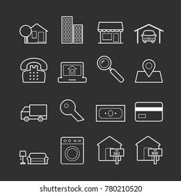 Collection of real estate vector line icons for web, print, mobile apps design