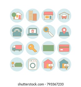 Collection of real estate vector line icons for web, print, mobile apps design