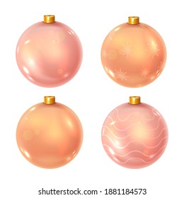 Collection of realistic balls for Christmas. Festive christmas decoration. Vector illustration