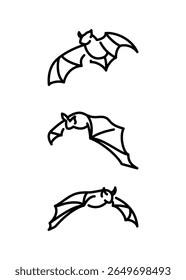 collection of realistic bat Line icon design template isolated on white background.