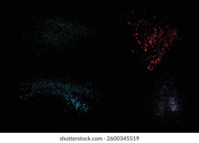 Collection of realistic bleeding blue, green, and red color blood splatter ink vector background