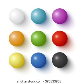 Collection of realistic colorful spheres isolated on white. Vector illustration for your design.